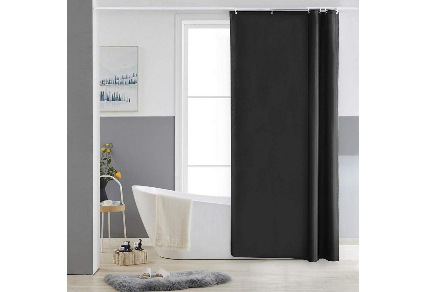 LuxusKollektion Duschvorhang Duschvorhang schmal Eckdusche H180 x B90 cm (1er Pack) Schwarz von LuxusKollektion