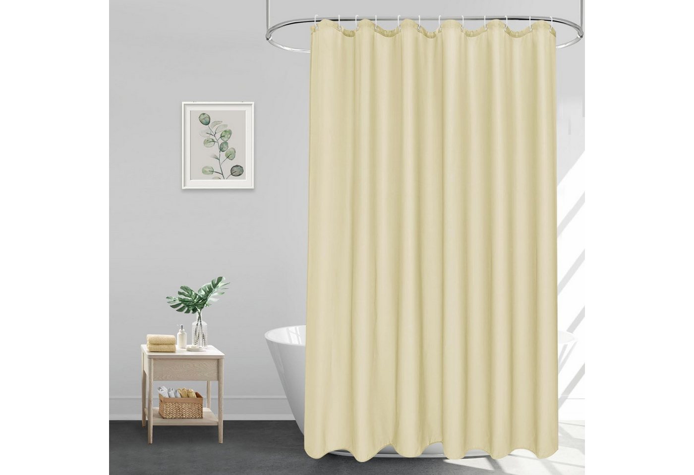 LuxusKollektion Duschvorhang Duschvorhang wasserdicht waschbar Beige H220 x B180 cm (1er Pack) von LuxusKollektion