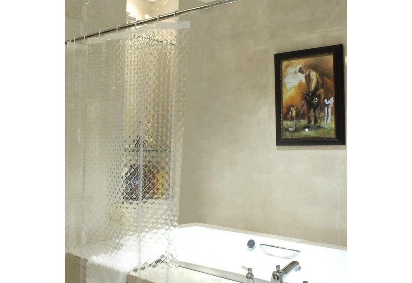 LuxusKollektion Duschvorhang Schmaler Duschvorhang 3D Rhombus Transparent 100% Eva-Material LuxusKollektion Duschvorhang Schmaler Duschvorhang 3D Rhombus Transparent 100% Eva-Material von LuxusKollektion