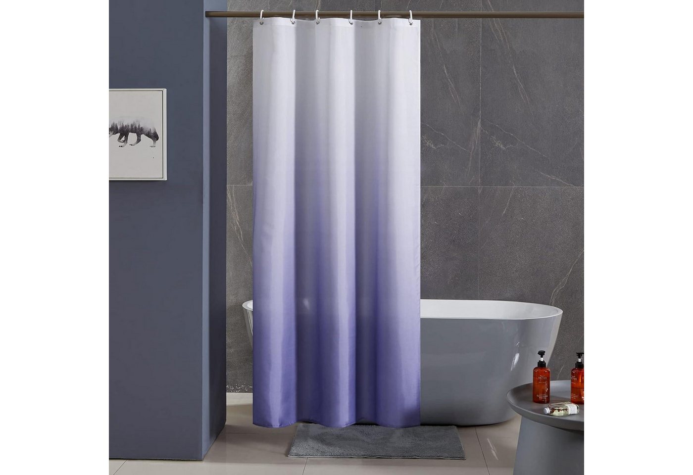 Furlinic Duschvorhang Schmaler Duschvorhang Badewanne Weiß Lila 100x200cm Furlinic Duschvorhang Schmaler Duschvorhang Badewanne Weiß Lila 100x200cm von Furlinic