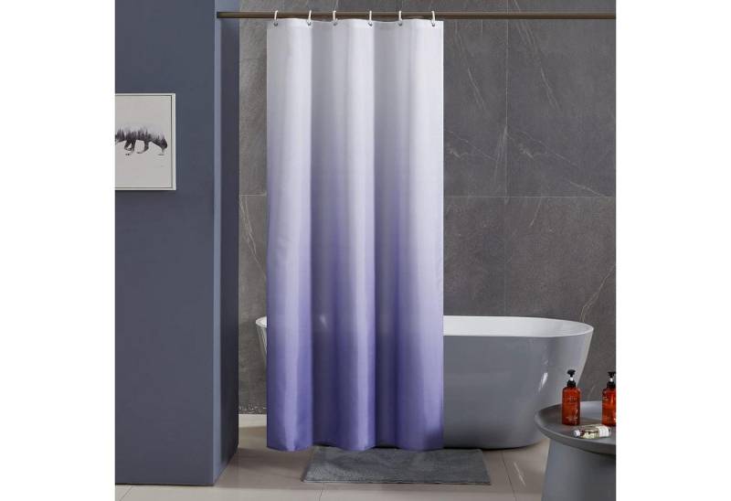 Furlinic Duschvorhang Schmaler Duschvorhang Badewanne Weiß Lila 100x200cm von Furlinic