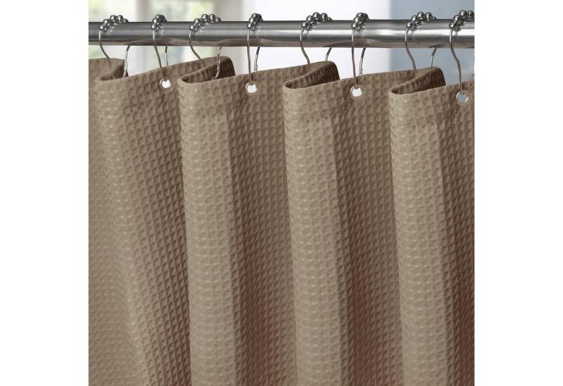VANZAVANZU Duschvorhang Waffel Duschvorhang Anti Schimmel 182x182cm Khaki inkl. Metallringe von VANZAVANZU