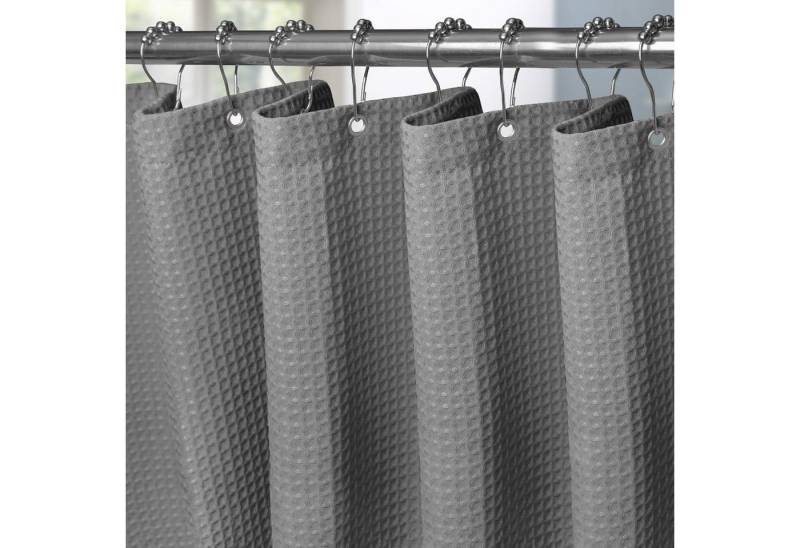 VANZAVANZU Duschvorhang Waffel Duschvorhang Anti Schimmel Wasserdicht Grau 92x182cm von VANZAVANZU
