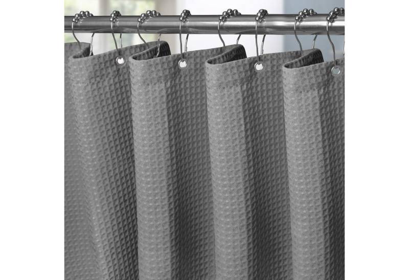 LuxusKollektion Duschvorhang Waffel Duschvorhang Metallringe Textil Grau 182x214cm inkl. Haken LuxusKollektion Duschvorhang Waffel Duschvorhang Metallringe Textil Grau 182x214cm inkl. Haken von LuxusKollektion