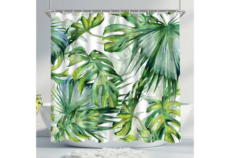 Lerores Duschvorhang Duschvorhang 180x180cm Grün Blätter Antischimmel WasserdichtTextil von Lerores