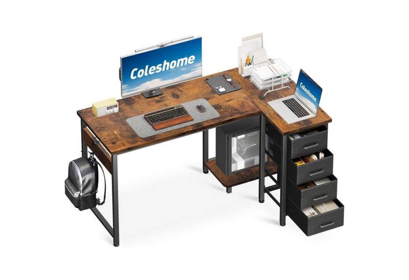 LuxusKollektion Eckschreibtisch Eckschreibtisch L Form 4 Schubladen 120 × 70 cm Vintage Brown LuxusKollektion Eckschreibtisch Eckschreibtisch L Form 4 Schubladen 120 × 70 cm Vintage Brown von LuxusKollektion