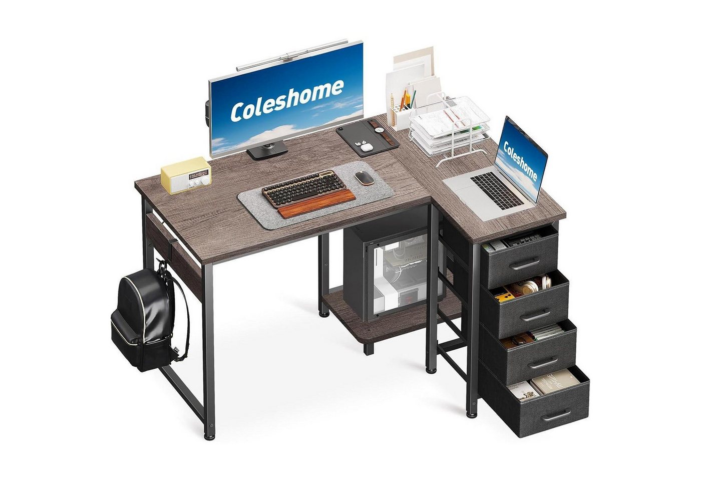 LuxusKollektion Eckschreibtisch Eckschreibtisch L Form 4 Schubladen umkehrbar Büro 100 × 70 cm Grau LuxusKollektion Eckschreibtisch Eckschreibtisch L Form 4 Schubladen umkehrbar Büro 100 × 70 cm Grau von LuxusKollektion