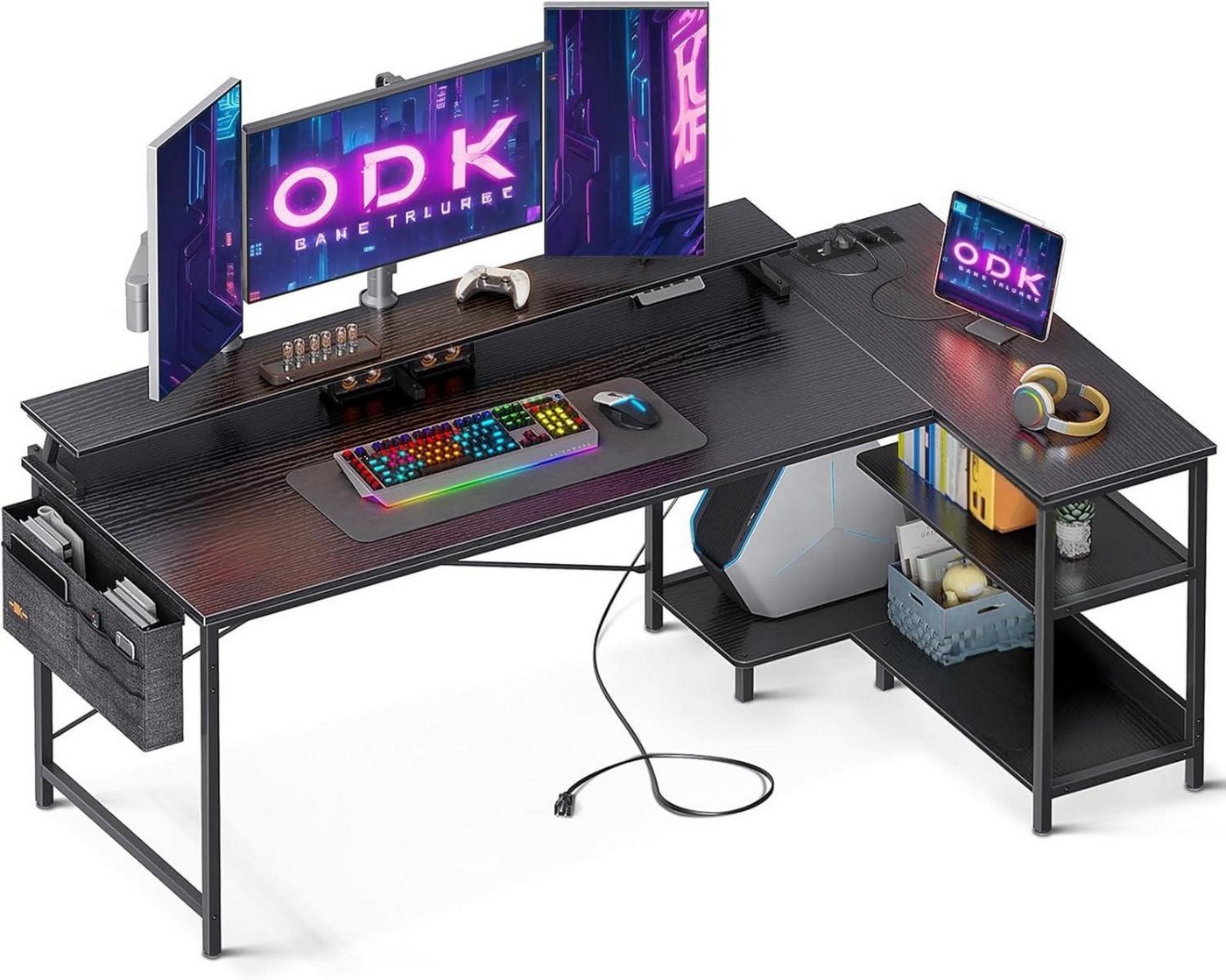 LuxusKollektion Eckschreibtisch Eckschreibtisch L Form mit USB-Ladeanschluss & Steckdose und LuxusKollektion Eckschreibtisch Eckschreibtisch L Form mit USB-Ladeanschluss & Steckdose und von LuxusKollektion