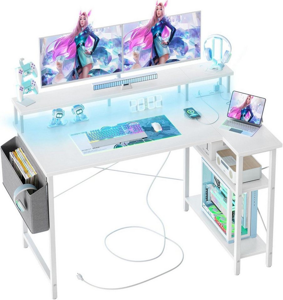 LuxusKollektion Eckschreibtisch Eckschreibtisch LED 120x70 cm mit Steckdosenleiste Ablagefächer LuxusKollektion Eckschreibtisch Eckschreibtisch LED 120x70 cm mit Steckdosenleiste Ablagefächer von LuxusKollektion