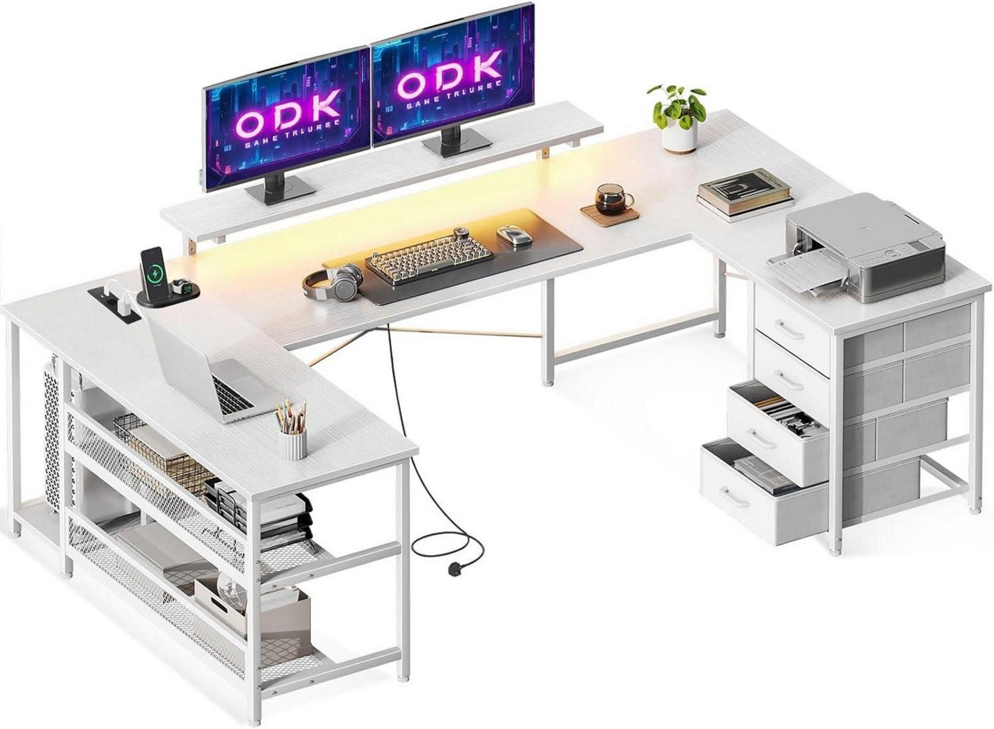 LuxusKollektion Eckschreibtisch Eckschreibtisch LED Gaming 4 Schubladen USB Steckdosen 167x102cm LuxusKollektion Eckschreibtisch Eckschreibtisch LED Gaming 4 Schubladen USB Steckdosen 167x102cm von LuxusKollektion