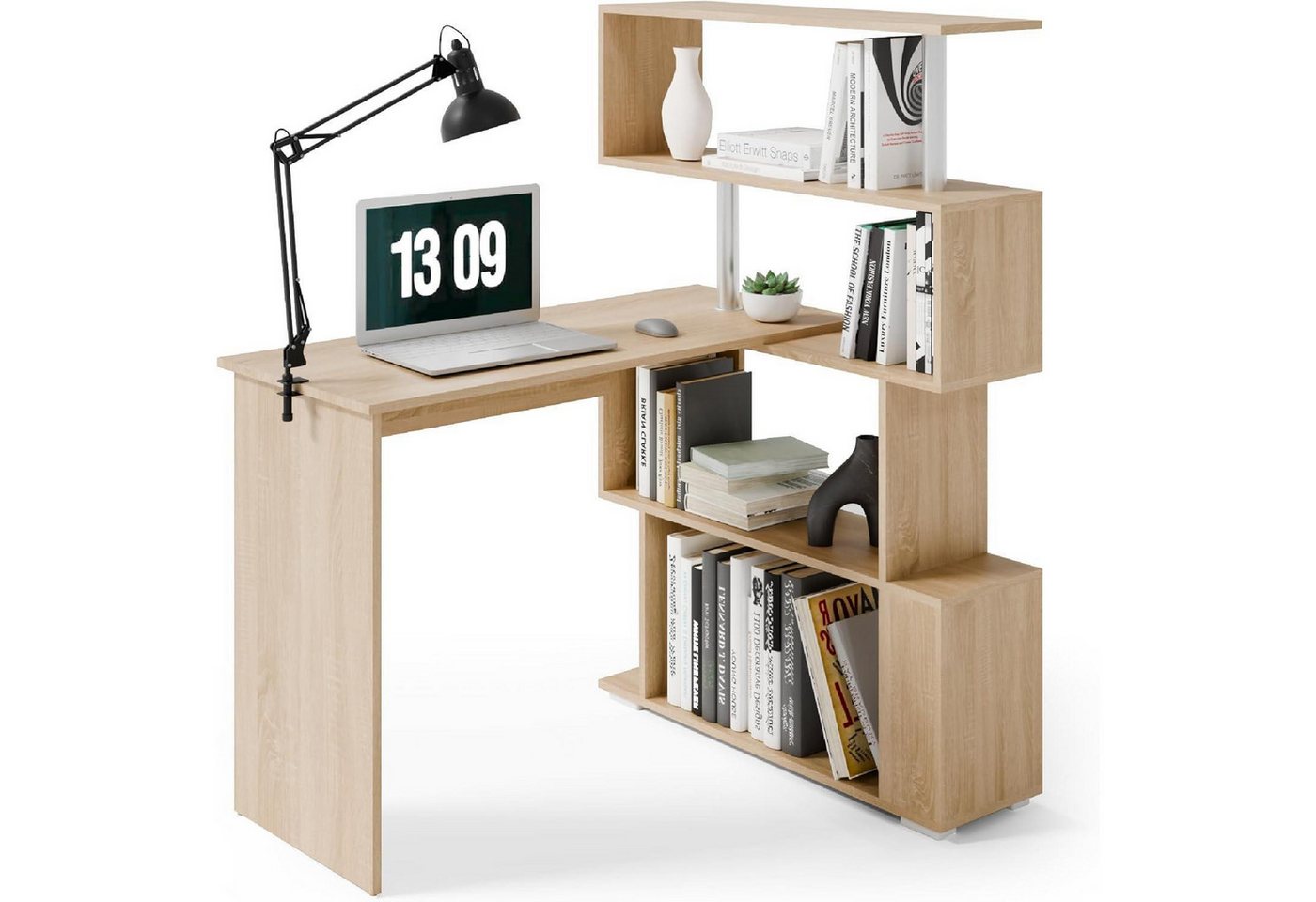 LuxusKollektion Eckschreibtisch Eckschreibtisch LFormig 360Grad Drehbar Bücherregal Büro Eiche LuxusKollektion Eckschreibtisch Eckschreibtisch LFormig 360Grad Drehbar Bücherregal Büro Eiche von LuxusKollektion