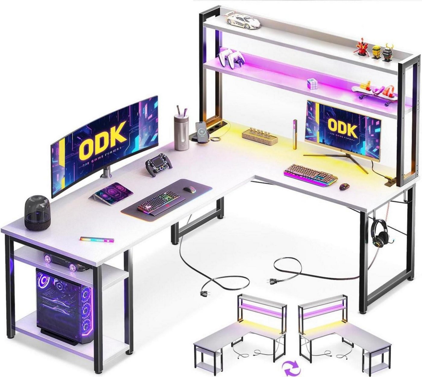 LuxusKollektion Eckschreibtisch Eckschreibtisch Weiß Gaming mit LED USB und Steckdose 150×120 cm LuxusKollektion Eckschreibtisch Eckschreibtisch Weiß Gaming mit LED USB und Steckdose 150×120 cm von LuxusKollektion