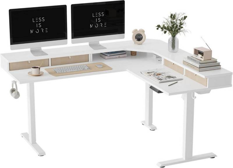 LuxusKollektion Eckschreibtisch Einzelmotor L-förmiger Elektrischer Stehschreibtisch 160cm von LuxusKollektion