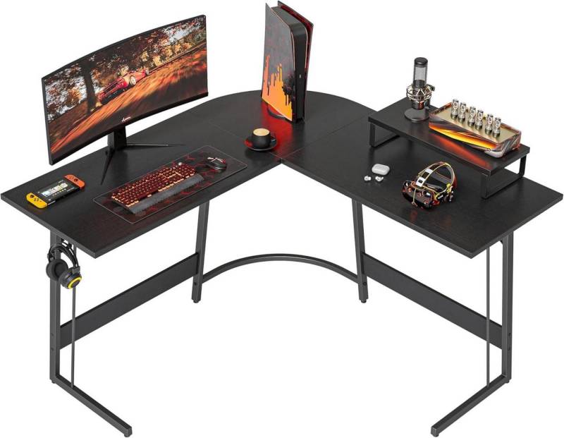 LuxusKollektion Eckschreibtisch Gaming Schreibtisch L-Form 120x120 cm mit Monitorständer Schwarz von LuxusKollektion