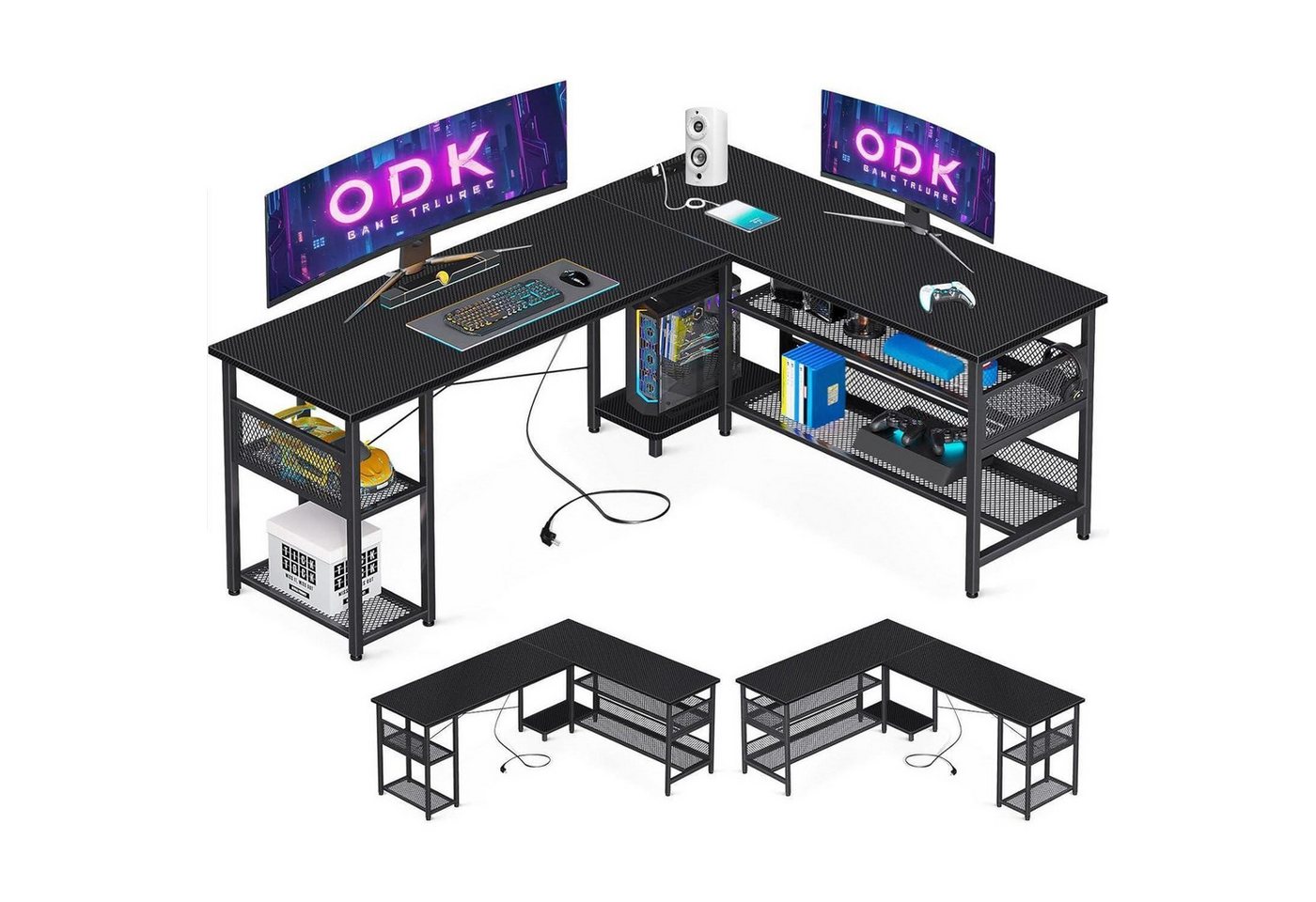 LuxusKollektion Eckschreibtisch Gaming Schreibtisch reversibel Ecke 168×120cm Kohlefaser Schwarz LuxusKollektion Eckschreibtisch Gaming Schreibtisch reversibel Ecke 168×120cm Kohlefaser Schwarz von LuxusKollektion