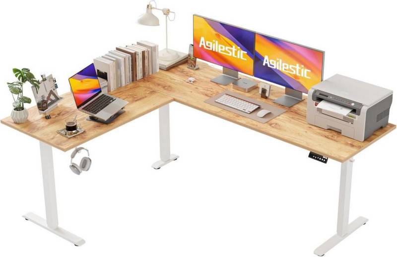 LuxusKollektion Eckschreibtisch Höhenverstellbarer L-förmiger Schreibtisch 190x155 cm von LuxusKollektion