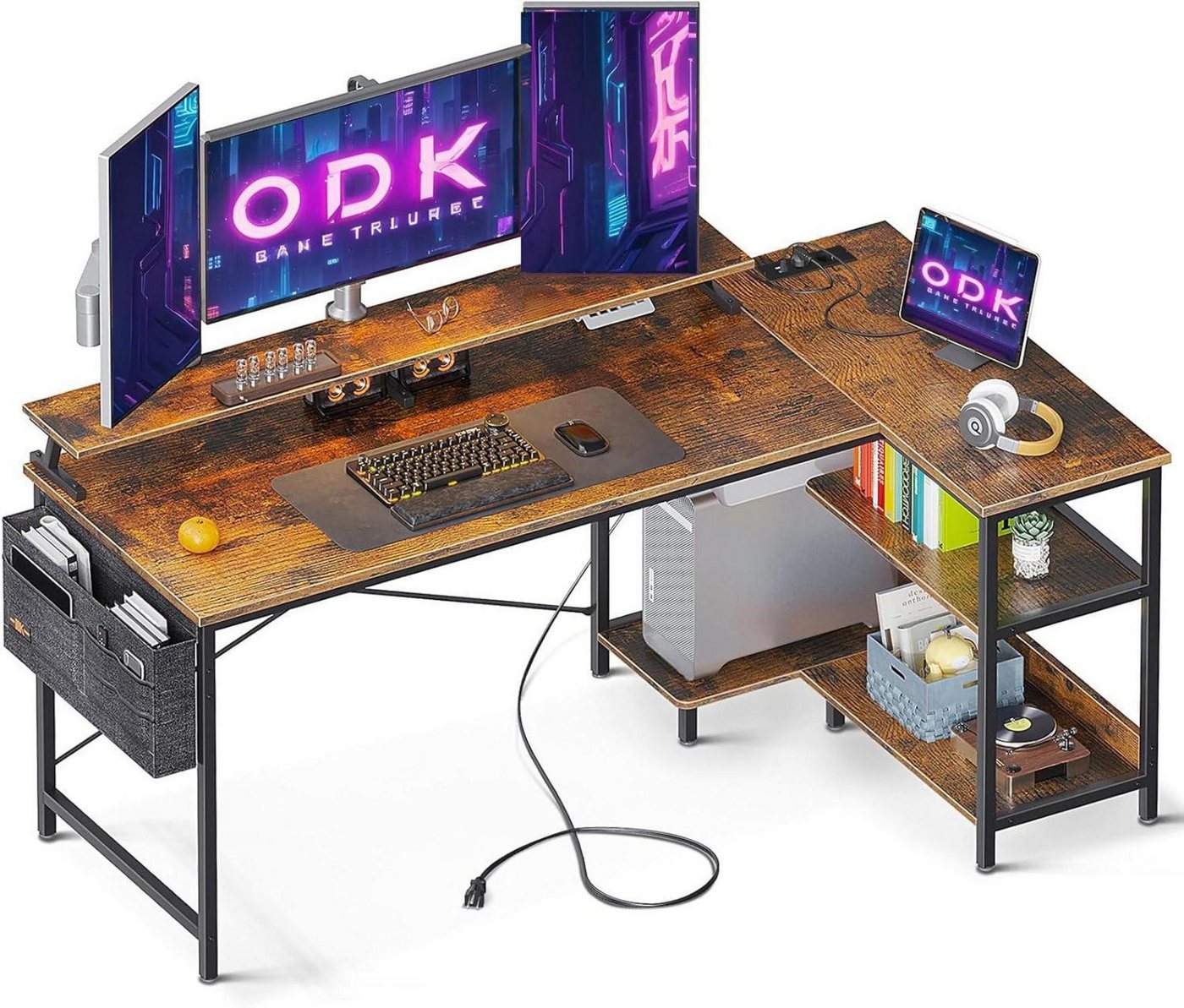 LuxusKollektion Eckschreibtisch L-förmiger Eckschreibtisch Weiß mit USB-Ladeanschluss & Steckdose LuxusKollektion Eckschreibtisch L-förmiger Eckschreibtisch Weiß mit USB-Ladeanschluss & Steckdose von LuxusKollektion