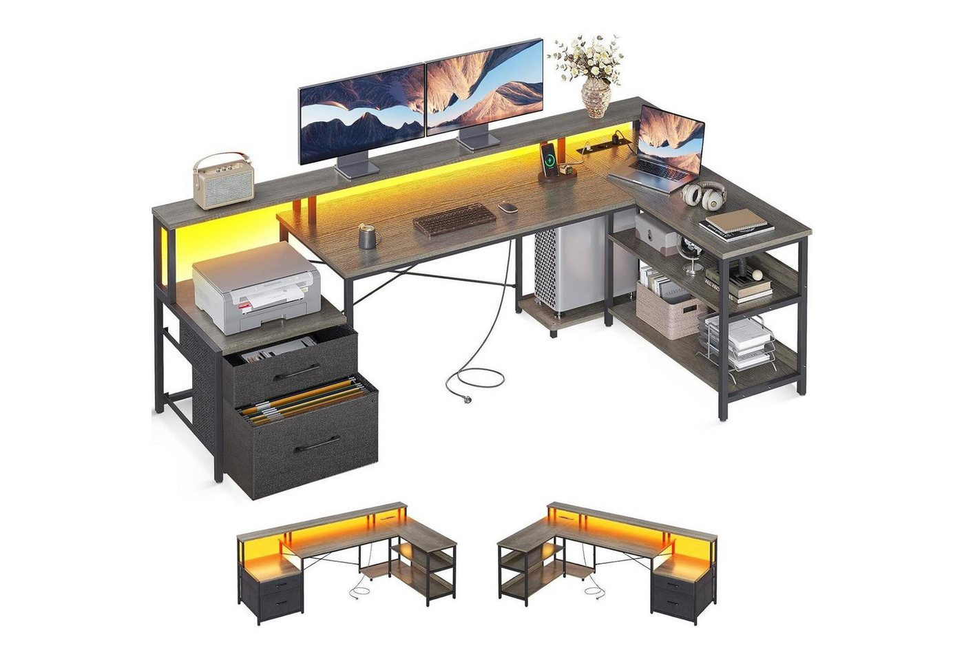 LuxusKollektion Eckschreibtisch Schreibtisch L Form Eckschreibtisch Graueiche 189.3×100 cm LuxusKollektion Eckschreibtisch Schreibtisch L Form Eckschreibtisch Graueiche 189.3×100 cm von LuxusKollektion