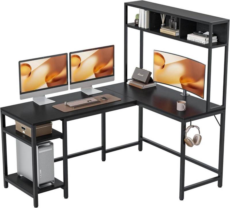 LuxusKollektion Eckschreibtisch Schreibtisch L Form mit Regal, 150 x 120 cm Gaming Eck-Computertisch von LuxusKollektion