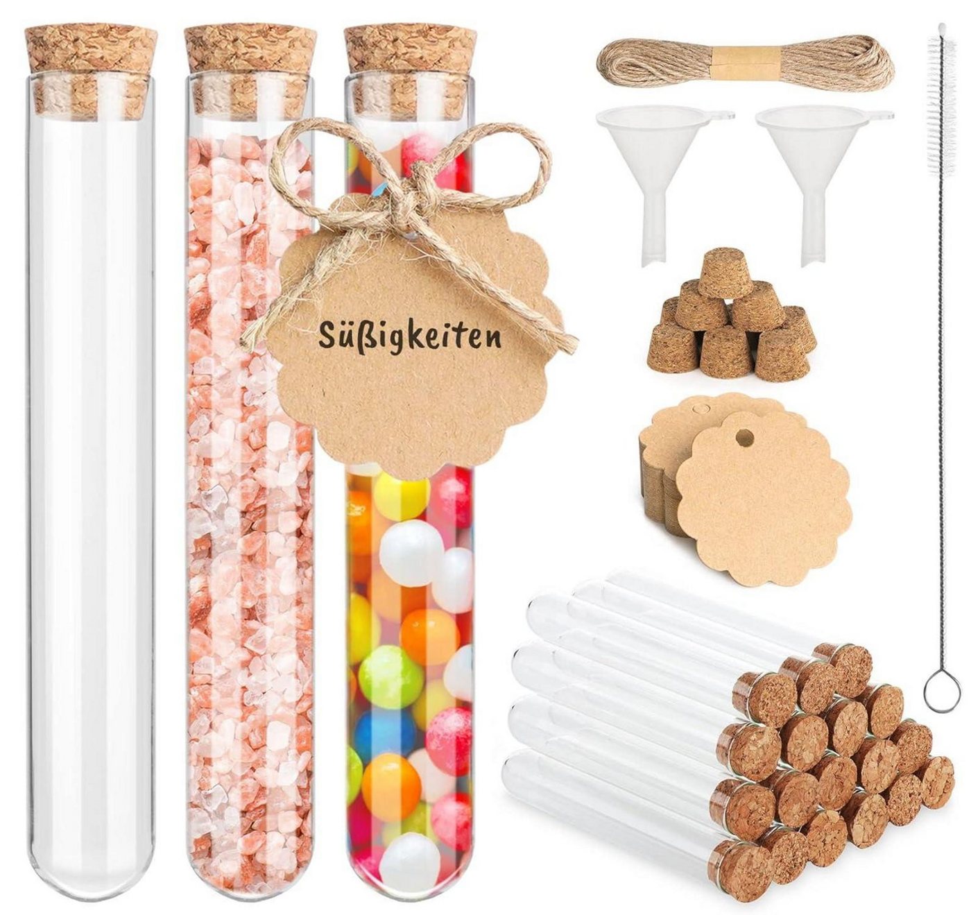 LuxusKollektion Einweggläser 30 transparente Reagenzgläser mit Korken & Hanfseil LuxusKollektion Einweggläser 30 transparente Reagenzgläser mit Korken & Hanfseil von LuxusKollektion