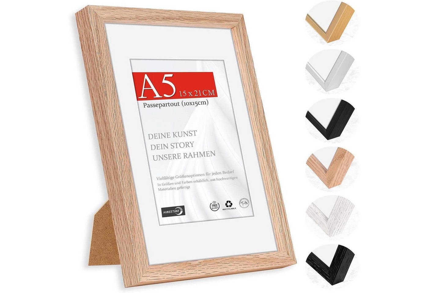 LuxusKollektion Einzelrahmen Bilderrahmen A5 14,8x21cm Eiche Holz Eiche A5(14,8x21cm) 1x von LuxusKollektion