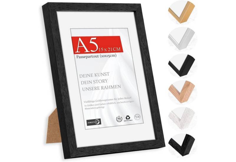 LuxusKollektion Einzelrahmen Bilderrahmen A5 Echtholz Schwarz Holz Schwarz A5(14,8x21cm) 1x von LuxusKollektion