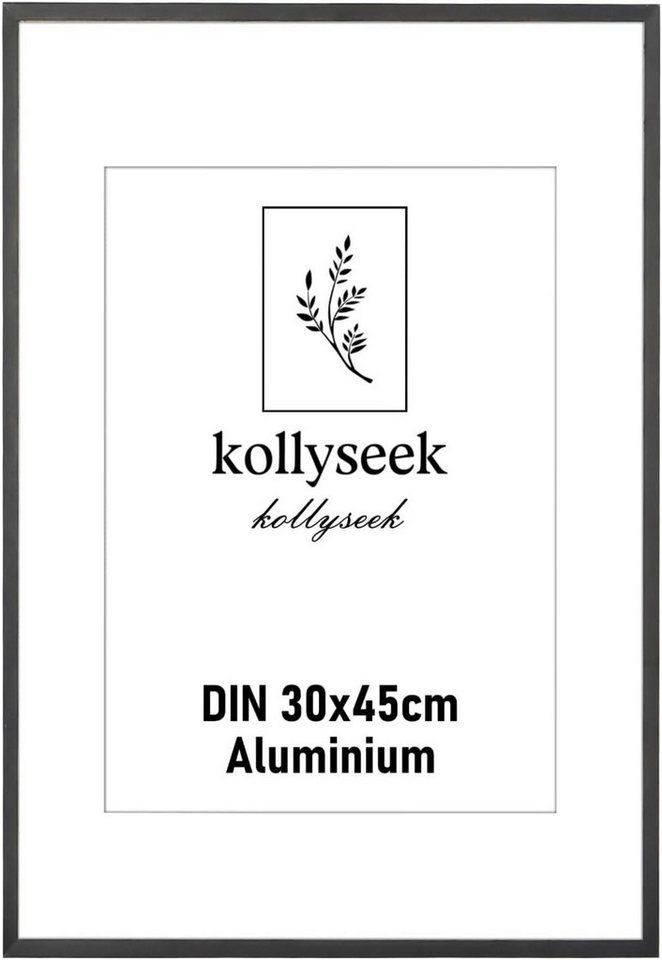 LuxusKollektion Einzelrahmen Bilderrahmen Aluminium 30x45cm Schwarz Metall Acrylglas Passepartout von LuxusKollektion