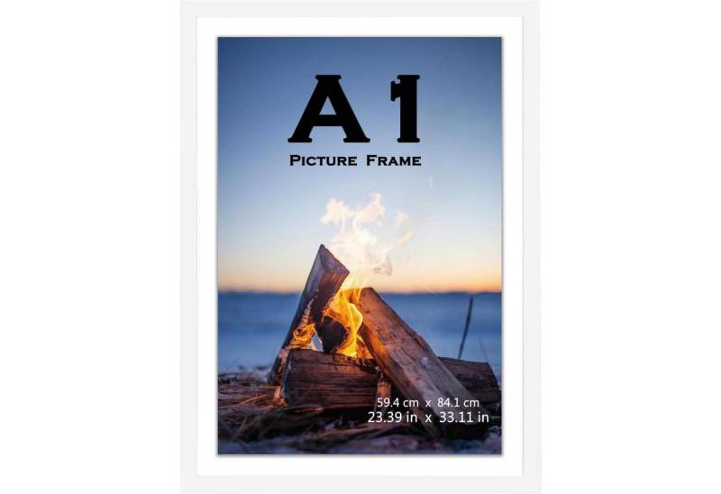LuxusKollektion Einzelrahmen Bilderrahmen Holz A1 Wandmontage Weiß weiß A1-1P von LuxusKollektion
