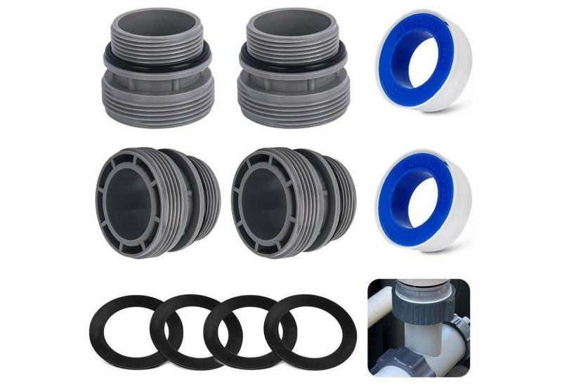 LuxusKollektion Entwässerungsrinne Poolschlauch Adapter 40mm 1 1/2 Zoll Dichtung PTFE 4 Stück Grau B von LuxusKollektion