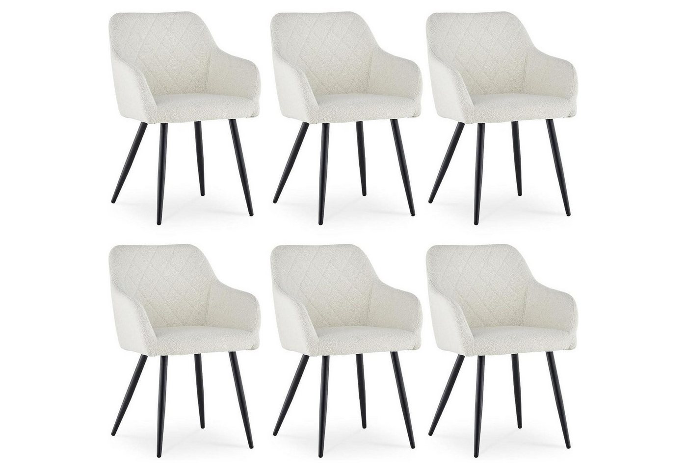 LuxusKollektion Essgruppe Esszimmerstühle 6er Teddy Boucle Armlehne Bouclé Nebelweiß 6 LuxusKollektion Essgruppe Esszimmerstühle 6er Teddy Boucle Armlehne Bouclé Nebelweiß 6 von LuxusKollektion