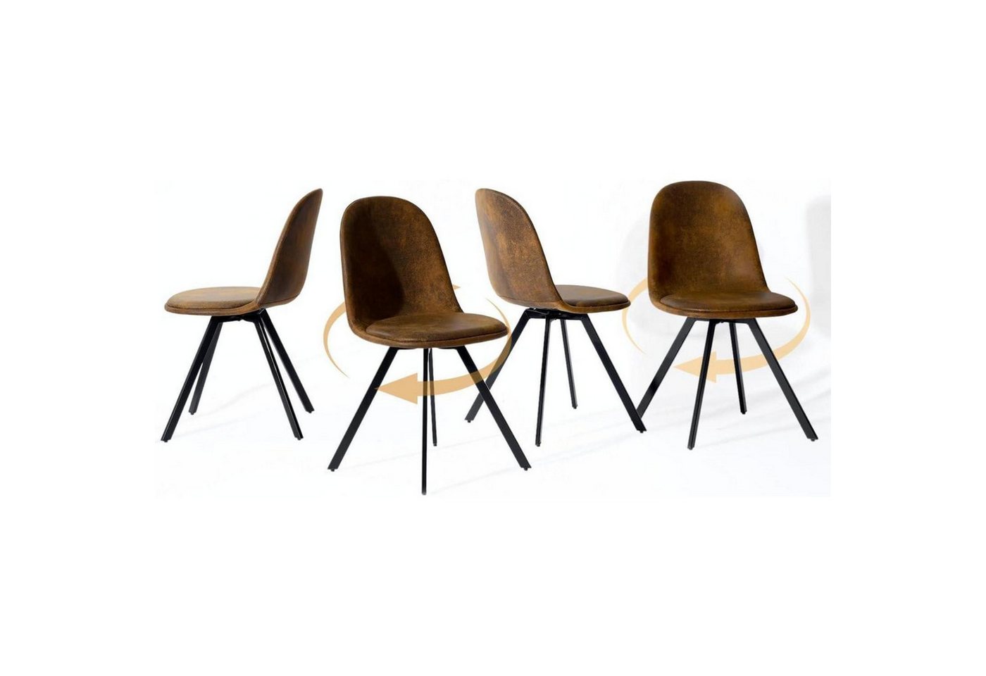 LuxusKollektion Esszimmerstuhl Esszimmerstühle Stoff Drehstuhl Braun-drehgelenk Skandinavisch von LuxusKollektion