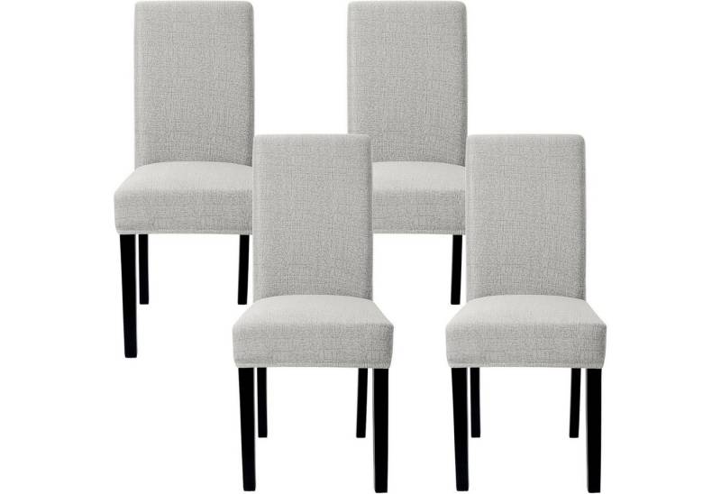 LuxusKollektion Esszimmerstuhl Stuhlhussen 4er Set Stretch Abnehmbar Waschbar Esszimmer Küche Beige von LuxusKollektion