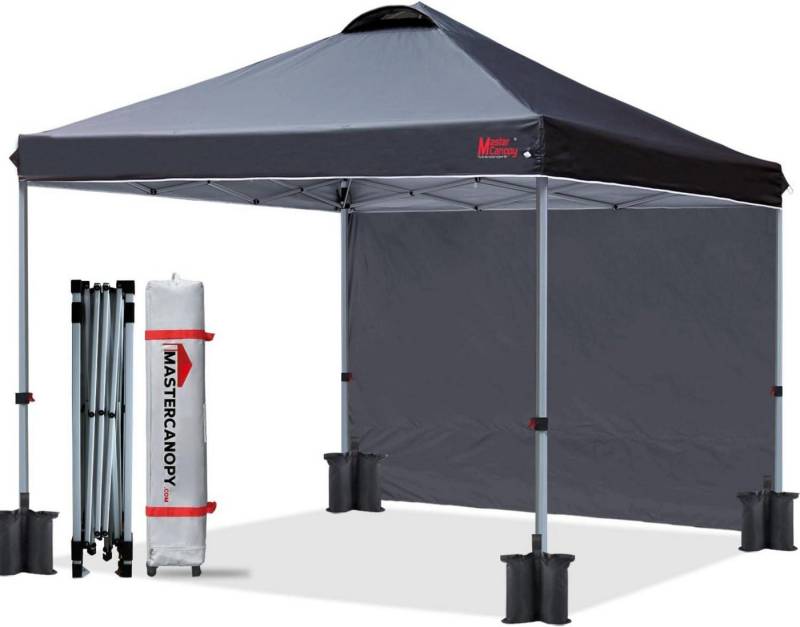 MasterCanopy Faltpavillon 3x3m Pop up Pavillon Faltpavillon mit Seitenwand Schwarz von MasterCanopy