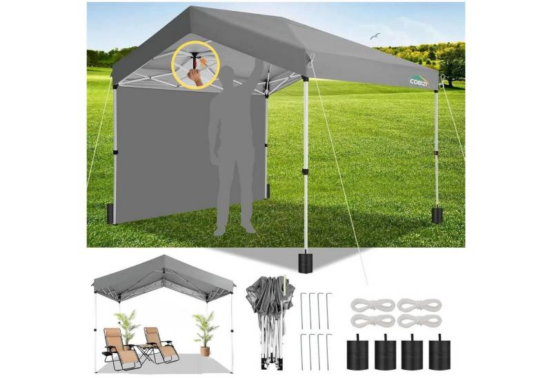 LuxusKollektion Faltpavillon Faltpavillon 3x3 Partyzelt Grau 3x3m mit 1 Seitenwänden von LuxusKollektion