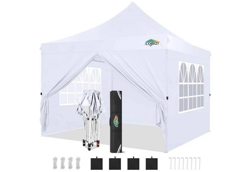 LuxusKollektion Faltpavillon Faltpavillon 3x3 Wasserdicht UV Schutz 50 Weiß 3x3m mit 4 Seitenteilen von LuxusKollektion