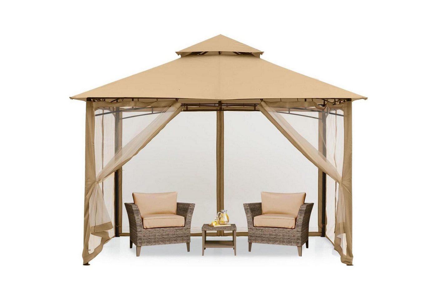 LuxusKollektion Faltpavillon Gartenpavillon Doppeldach 4 Moskitonetze Hof 2.7x2.7M Beige LuxusKollektion Faltpavillon Gartenpavillon Doppeldach 4 Moskitonetze Hof 2.7x2.7M Beige von LuxusKollektion