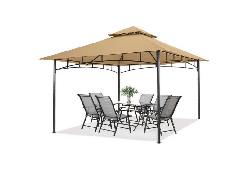 LuxusKollektion Faltpavillon Gartenpavillon Doppeldach Garten Hof 3.3x3.3M Beige von LuxusKollektion