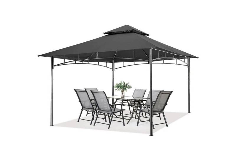 LuxusKollektion Faltpavillon Gartenpavillon Doppeldach Garten Hof 3.3x3.3M Dunkelgrau von LuxusKollektion