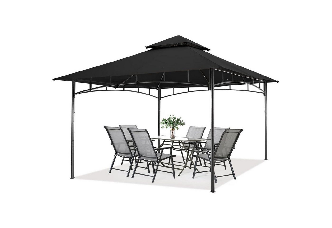 LuxusKollektion Faltpavillon Gartenpavillon Doppeldach Schwarz Garten Hof 3.3x3.3M Schwarz LuxusKollektion Faltpavillon Gartenpavillon Doppeldach Schwarz Garten Hof 3.3x3.3M Schwarz von LuxusKollektion