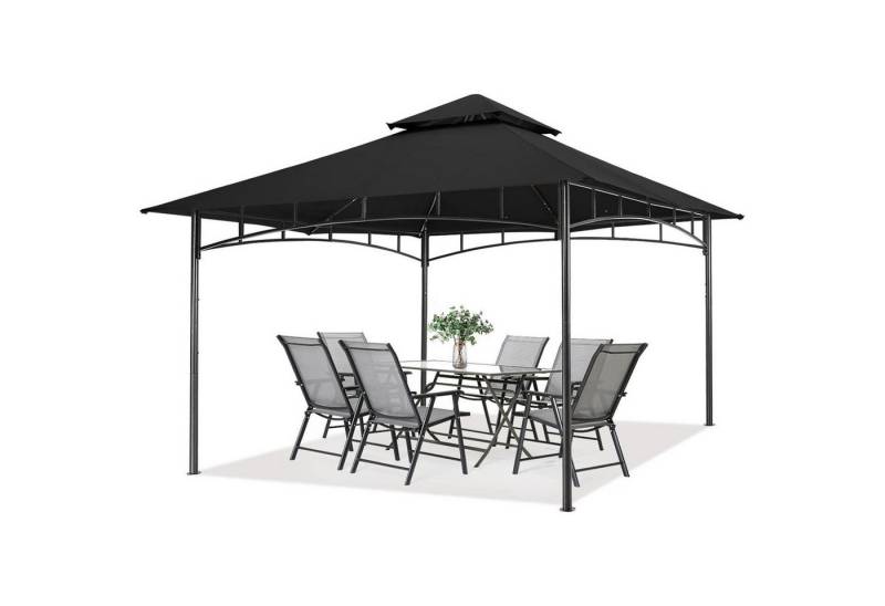 LuxusKollektion Faltpavillon Gartenpavillon Doppeldach Schwarz Garten Hof 3.3x3.3M Schwarz von LuxusKollektion