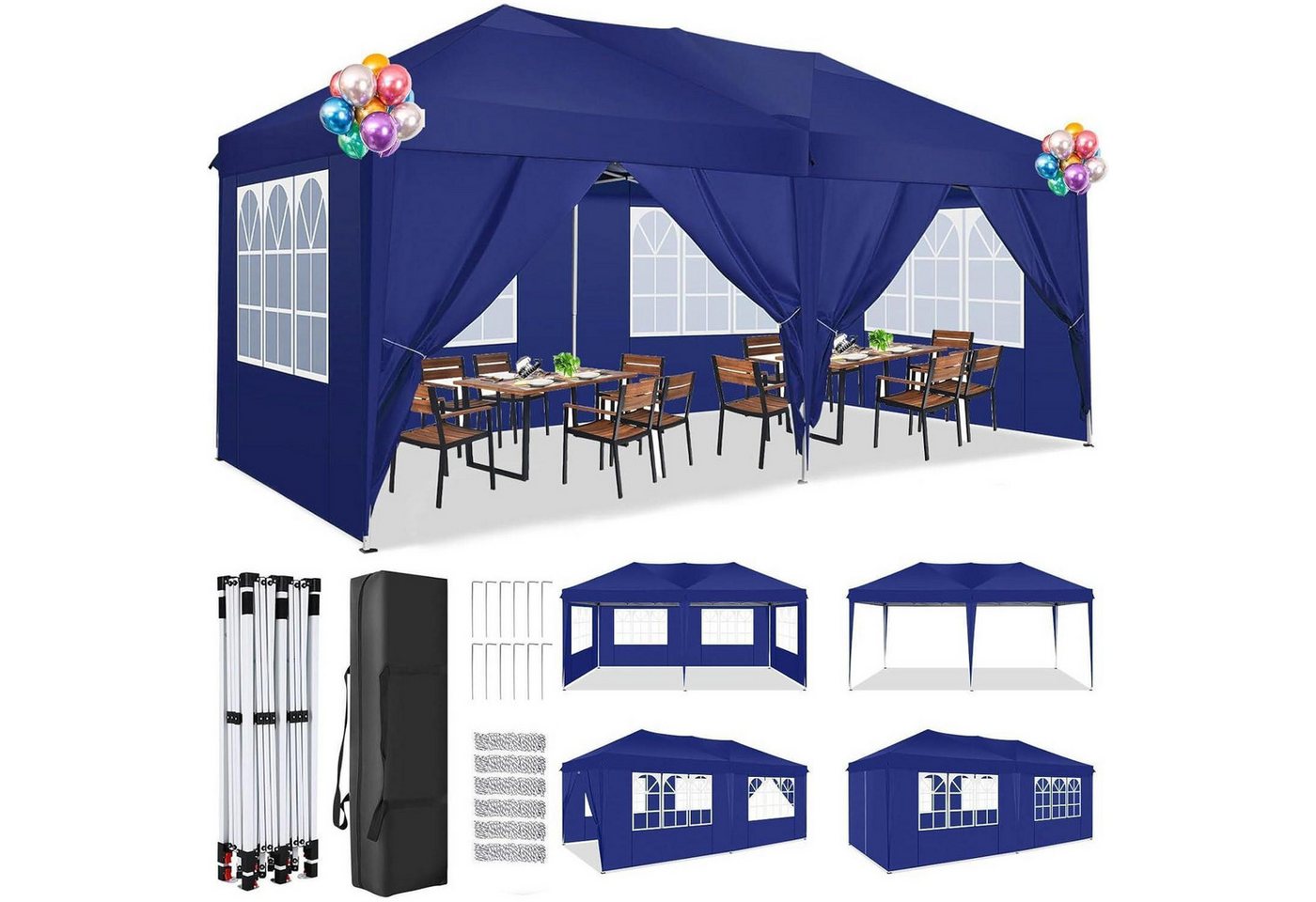 LuxusKollektion Faltpavillon Pavillon 3x6m Faltpavillon Wasserdicht Navy Blau 3x6m mit Seitenteilen LuxusKollektion Faltpavillon Pavillon 3x6m Faltpavillon Wasserdicht Navy Blau 3x6m mit Seitenteilen von LuxusKollektion