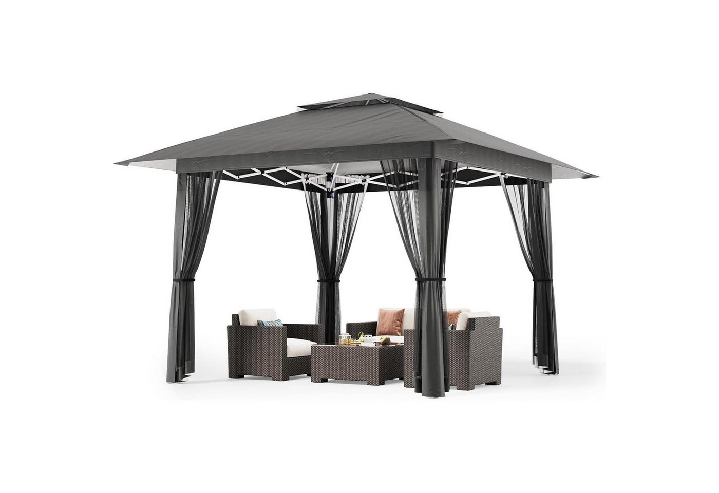 LuxusKollektion Faltpavillon Pavillon PopUp 4x4m Wasserdicht Moskitonetz UV Schutz Grau 4x4m LuxusKollektion Faltpavillon Pavillon PopUp 4x4m Wasserdicht Moskitonetz UV Schutz Grau 4x4m von LuxusKollektion