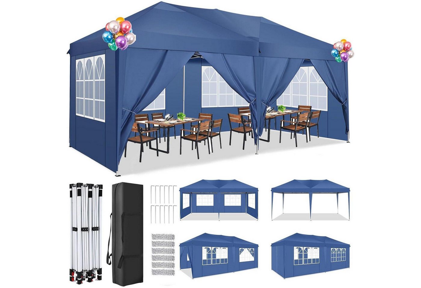 LuxusKollektion Faltpavillon Pavillon Wasserdicht UV Schutz Winterfest Blau 3x6m mit Seitenteilen LuxusKollektion Faltpavillon Pavillon Wasserdicht UV Schutz Winterfest Blau 3x6m mit Seitenteilen von LuxusKollektion