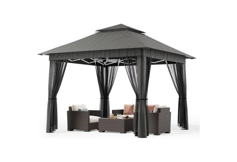LuxusKollektion Faltpavillon Pop-Up Pavillon 3,35x3,35m mit Moskitonetz, UV-Schutz, Rolltasche von LuxusKollektion