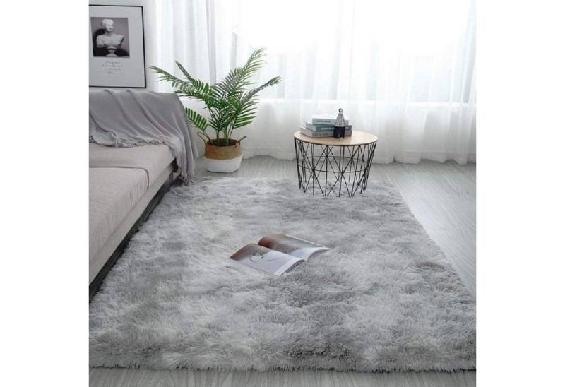 Pauwer Fellteppich Flauschiger Shaggy Teppich Anti-Rutsch 120 x 160 cm Hellgrau von Pauwer