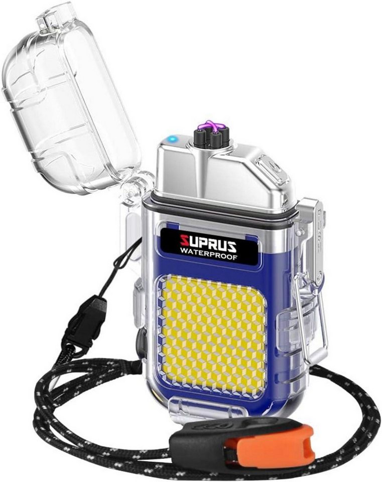 SUPRUS Feuerzeug Wasserdichtes Leuchtfeuerzeug 3 Modi Taschenlampe Winddicht Elektrisch von SUPRUS