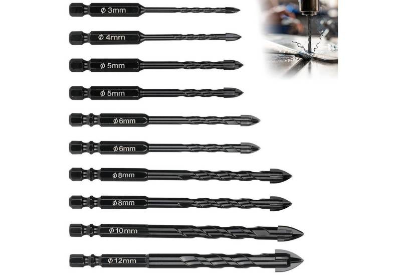 LuxusKollektion Fliesenbohrer Fliesenbohrer Set 10 tlg 3-12 mm Hartmetall für Fliesen Glas Keramik LuxusKollektion Fliesenbohrer Fliesenbohrer Set 10 tlg 3-12 mm Hartmetall für Fliesen Glas Keramik von LuxusKollektion