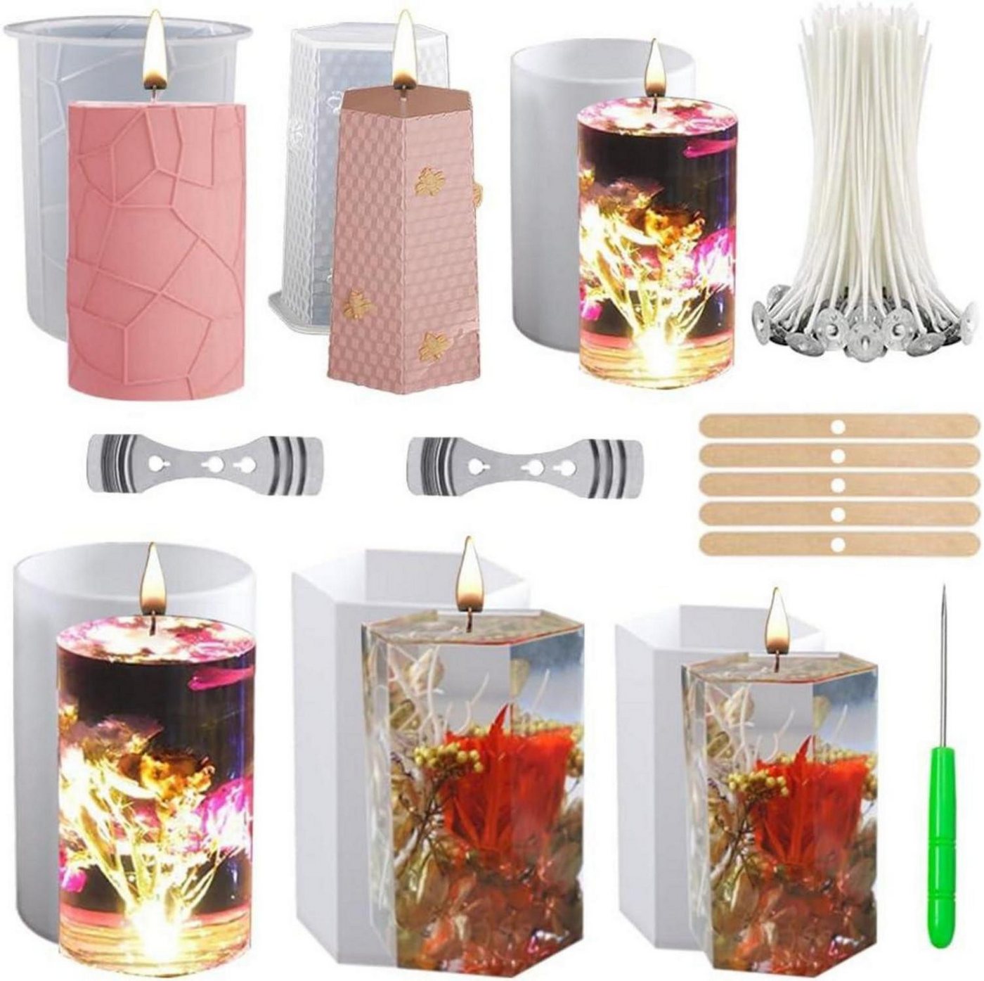 LuxusKollektion Formkerze 6-teiliges Silikon Kerzenform Kit, 3D Runde Formen, Kerzendocht Set LuxusKollektion Formkerze 6-teiliges Silikon Kerzenform Kit, 3D Runde Formen, Kerzendocht Set von LuxusKollektion