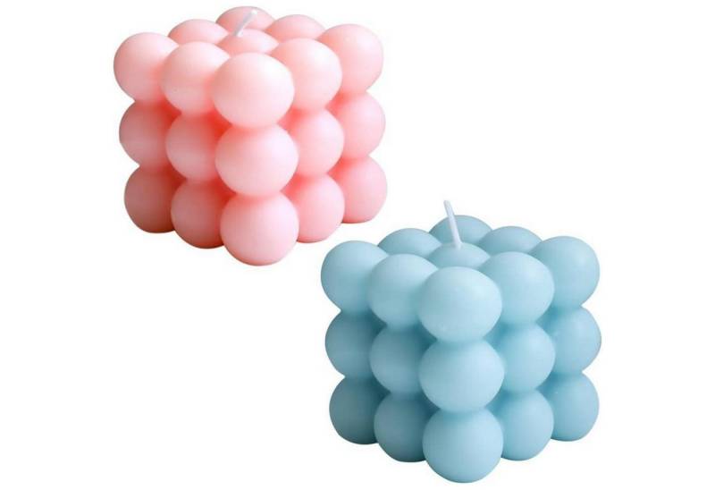 LuxusKollektion Formkerze Kerze Bubble 2 Stück Soja Bienenwachs Deko Handmade Blau und Rosa von LuxusKollektion