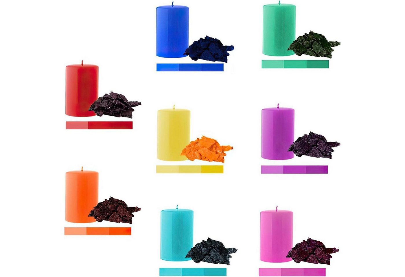 LuxusKollektion Formkerze Kerzenwachs Kerzenfarbe 8 Stück 5 g Sojawachs Bienenwachs 8 Farbe von LuxusKollektion